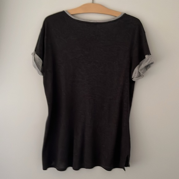 **3 for $30** Vince charcoal short sleeve relaxed fit top with gray trim, small - Picture 3 of 5